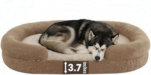 Orthopedic Dog Bed for Extra Large Dogs – 48"x36" XL Waterproof Memory Foam Pet Couch with Bolster Sides, Washable Removable Cover, Non-Slip Bottom, Joint Support Dog Sofa Bed for Large Breeds
