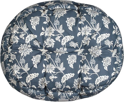 Fringe Studio INDIENNE Coastal Blue 29" W x 24" D x 9" H Medium Round Cuddler 100% Cotton Canvas Exterior, Machine Washable, PetShop Collection (215016)