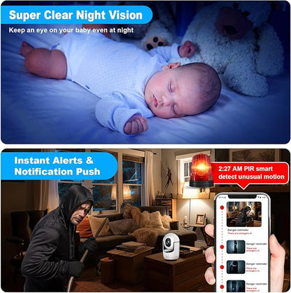 Cloarks 2K Indoor Camera, 5/2.4 GHz WiFi Pan/Tilt Security Camera with AI Motion Detection, One-Click Call for Baby Monitor, Wired Pet Camera with 2-Way Audio, 24/7, Siren Alarm, TF/Cloud Storage
