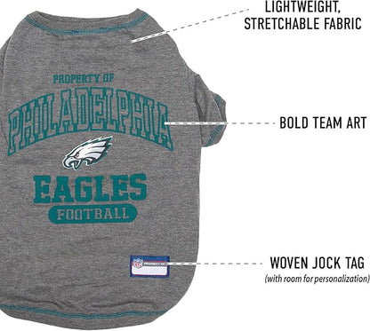 NFL Philadelphia Eagles Dog T-shirt Large. - Licensed Shirt for Pets Team Colored with Team Logos- Premium Stretchable Materials for the comfort of your Dog & Cat