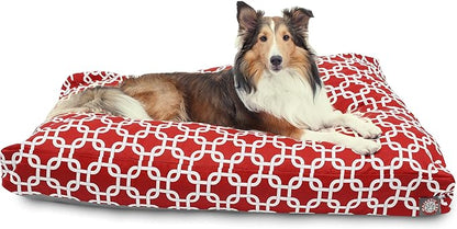 Red Links Large Rectangle Indoor Outdoor Pet Dog Bed With Removable Washable Cover By Majestic Pet Products