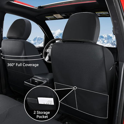Truckiipa 2 Front Tacoma Seat Covers Leather Car Seat Covers Waterproof Truck Seat Cushion Protector Covers Fit for 2016-2023 Toyota Tacoma Double Crew Cab, Front Pair, Black