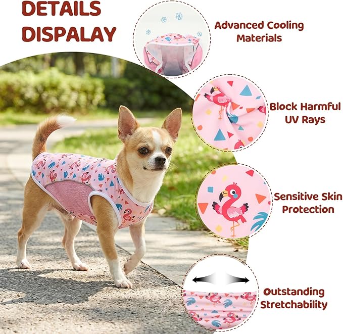 UPF 50+ Sun Protection Dog T-Shirt, 2 Pack Lightweight Sleeveless Dog Vest for Small Medium Dogs Girl – Reflective Strips, Quick-Dry Pet Apparel, Sports Fan Shirt P23ST00510L