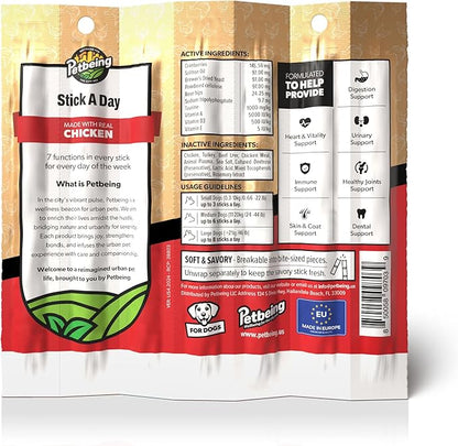 Stick a Day for Dogs | Specially Formulated 7-in-1 Functions Daily Real Meat Supplement for Dogs | Dog Chew Stick & Pet Vitamins Supplements Combination (7-Pack x 4, Chicken)