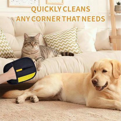 2 Pcs Pet Hair Removal Glove, Reusable Pet Hair Gloves | Upgraded electrostatic glove removes dog and cat hair from furniture, clothing, carpets, and car interiors with ease