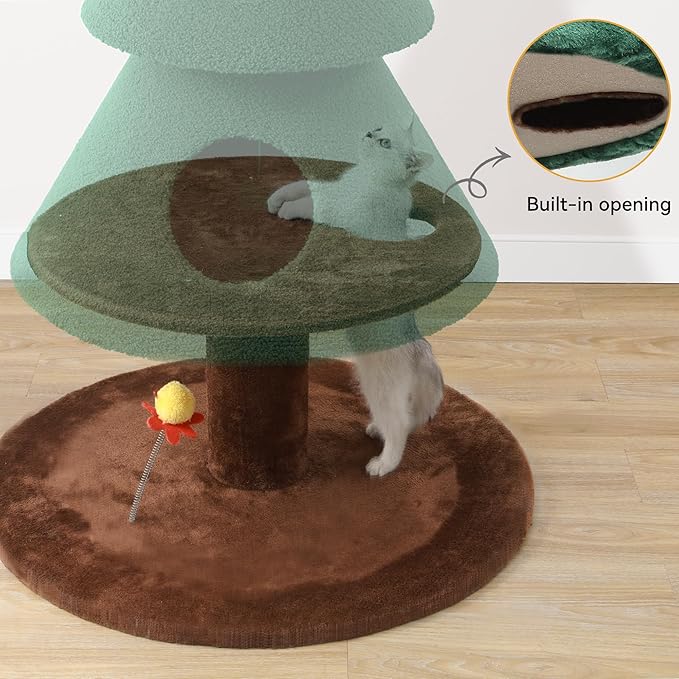 YITAHOME Christmas Cat Tree with 2 Houses, 52 in Cat Tower for Indoor, Cat Furniture with Teaser Plaything for Christmas Decoration
