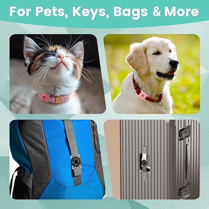 Waterproof Dog Collar Holder for Airtag – Dustproof, Ultra-Durable, Shockproof Case Compatible with Apple Air Tag (Not Included), Anti-Loss GPS Tracker Cover for Pets, Dogs, Cats