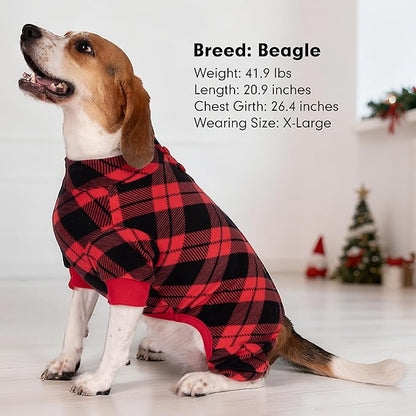 cyeollo Dog Pajamas Large Sized Dog, Warm Fleece Doggy Pjs Soft Doggie Onesie Stretchy Sweater for Large Dogs Winter Dogs Coat Pet Jammies Clothes Female & Male, Buffalo Plaid 3XL