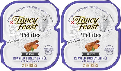 Fancy Feast Purina Petites with Roasted Turkey Entrée with Sweet Potato in Gravy Gourmet Wet Cat Food - 2.8 oz. Tubs,(Pack of 24)