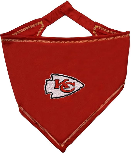 NFL Kansas City Chiefs TIE Bandana, Large/X-Large. Dog Bandana Scarf Bib for Pet Cat Dog. The Ultimate Game-Day, Party Bandana