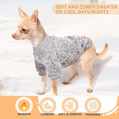 2 Pieces Fleece Dog Sweaters for Small Dogs Puppy Sweaters Warm Dog Clothes Pet Outfit for Yorkie, Chihuahua, Bulldog, Dachshund, Pug,Large