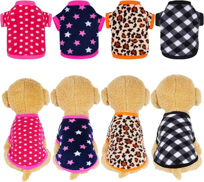 Rbenxia 4 Pieces Dog Fleece Sweaters Puppy Warm Sweater Doggie Sweatshirt Soft Fleece Dog Pajamas Puppy Clothes Winter Dogs Outfits for Small Dogs Cat Pets (Small)