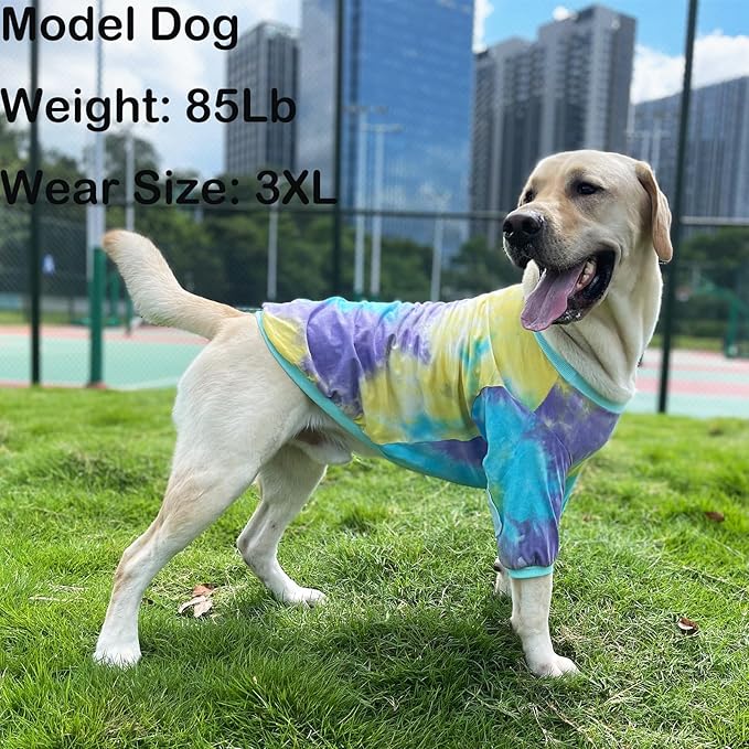 Tie Dye Dog Clothes for Extra Large Dogs Breathable Cotton Dog Shirt Dog Pajamas Big Dogs Boy Girl Blue 3XL