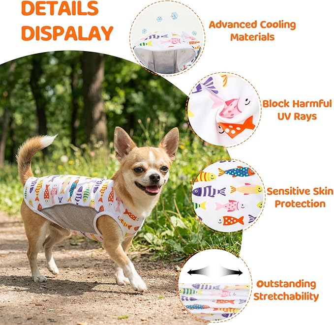 UPF 50+ Sun Protection Dog T-Shirt, 2 Pack Lightweight Sleeveless Dog Vest for Medium Dogs Boy – Reflective Strips, Quick-Dry Pet Apparel, Sports Fan Shirt P23ST00509XXL