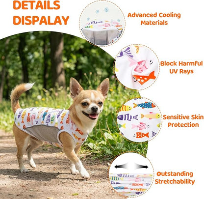 UPF 50+ Sun Protection Dog T-Shirt, 2 Pack Lightweight Sleeveless Dog Vest for Medium Dogs Boy – Reflective Strips, Quick-Dry Pet Apparel, Sports Fan Shirt P23ST00509XXL