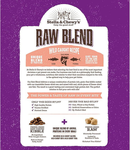 Stella & Chewy's Raw Blend Premium Kibble Cat Food – Grain Free, Protein Rich Meals – Wild-Caught Fish Recipe – 2.5 lb. Bag