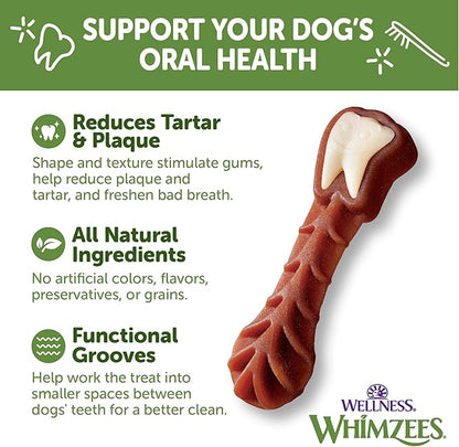 Wellness WHIMZEES Daily Brushzees Dog Dental Treats, Natural Chews, Medium Size Stick, (7 Count)