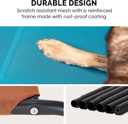 FurHaven Elevated Pet Cots - Cooling & Breathable Nylon Mesh Hammock for Large Dogs/Easy-to-Assemble / / Durable and Reinforced/Perfect for Rest & Relaxation Outdoors - Terracotta Red, Large