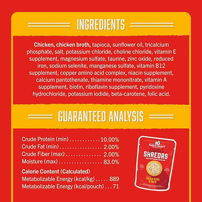 Stella & Chewy's Cage-Free Chicken Shredrs - Premium Dog Food Pouches - Perfect for Picky Eaters - 12 Pack, 2.8oz Each