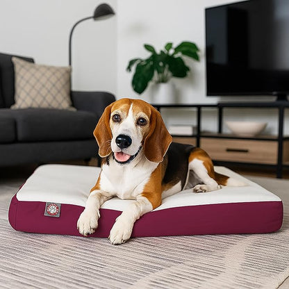 Majestic Pet 34x24x3 Inch Burgundy Orthopedic Memory Foam Rectangle Dog Bed – Medium Size Crate Dog Bed for Dogs with Joint Pain, Arthritis – Durable Pet Mattress with Egg Crate Foam, Washable Cover