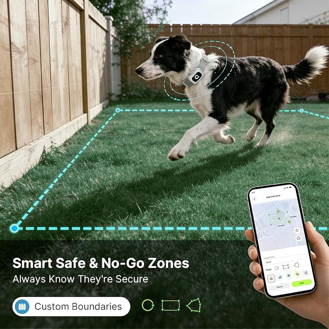 ABBIDOT GPS Dog Tracker - Real-Time Pet Tracker with Virtual Fence, Activity Monitor, Location History, Health Monitor, 3-Mode Light, Waterproof & Rechargeable GPS Tracker for Dogs with APP Support