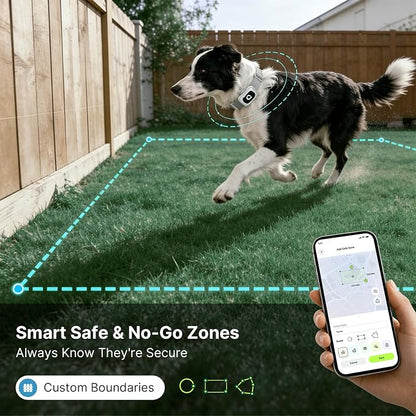 ABBIDOT GPS Dog Tracker - Real-Time Pet Tracker with Virtual Fence, Activity Monitor, Location History, Health Monitor, 3-Mode Light, Waterproof & Rechargeable GPS Tracker for Dogs with APP Support