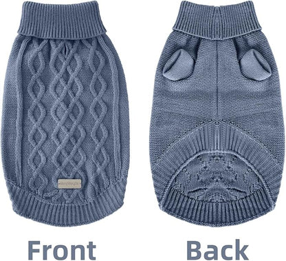Dog Warm Winter Sweater Pet Clothes Knitwear for Medium Dog for Corgi, West Highland, Schnauzer, Border Collie, Dog Outfits (Dark Blue XL)