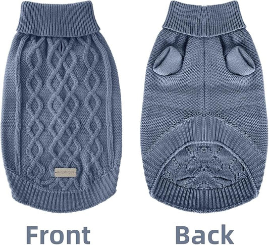 Dog Warm Winter Sweater Pet Clothes Knitwear for Medium Dog for Corgi, West Highland, Schnauzer, Border Collie, Dog Outfits (Dark Blue XL)