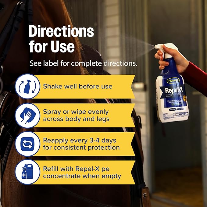 Farnam Repel-X Insecticide & Repellent Water-based Fly Spray for Horses, Dogs and Premises, 32 Ounces