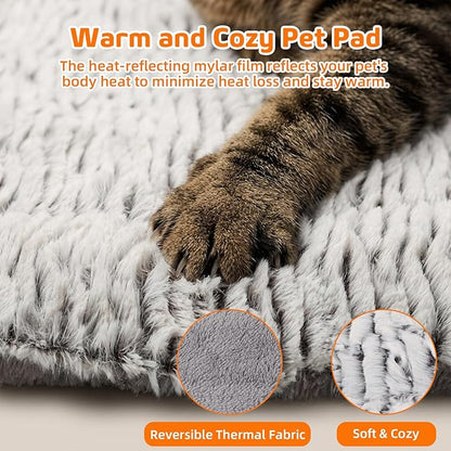 Self Warming Cat Bed, 31.5" x 23.6" Reversible Two-Sided Use Self Heating Cat Pad, Reflects Body Heat, Washable, Thermal Non Electric Heating Mat, for Cats, Small Dogs