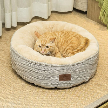 WINDRACING Cat Beds for Indoor Cats,Kitten Bed,Dog Bed for Extra Small Dogs Breeds,Puppy Kennel Bed, Comfy Durable Pet Sleeping Bed, Washable Roun Cat Bed & Non-Slip Bottom, Size 18"L x 18"W x 6.5"Th