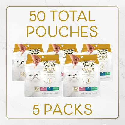 Purina Fancy Feast Natural Cat Treats Variety Pack, Purely Natural - (Pack of 5) 10 ct. Pouches