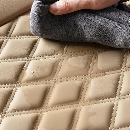 Huidasource Beige Car Rear Seat Covers, Nappa Leather Back Seat Cover, Automotive Rear Bench Seat Cushion Cover Universal Fit for Most Cars Sedan SUV Pickup Truck (Back Row/Beige)