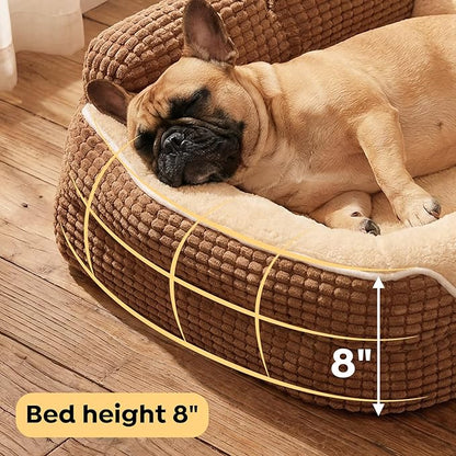 Veehoo Cute Dog Bed for Medium Dogs, Orthopedic Egg-Crate Foam Dog Bed with Sides, Removable Washable Cover & Waterproof Lining, Comfortable Pet Couch Pet Sofa, 36"
