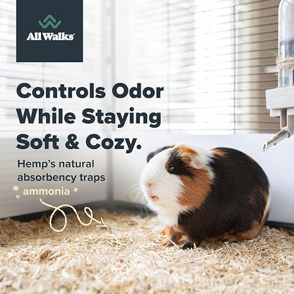 All Walks 40 Liters(4 x 10L Bags) Premium Natural Hemp Bedding, Odor Control, Low Dust, Highly Absorbent, for Rabbits, Hamsters, & Small Animals, Biodegradable, Made in USA