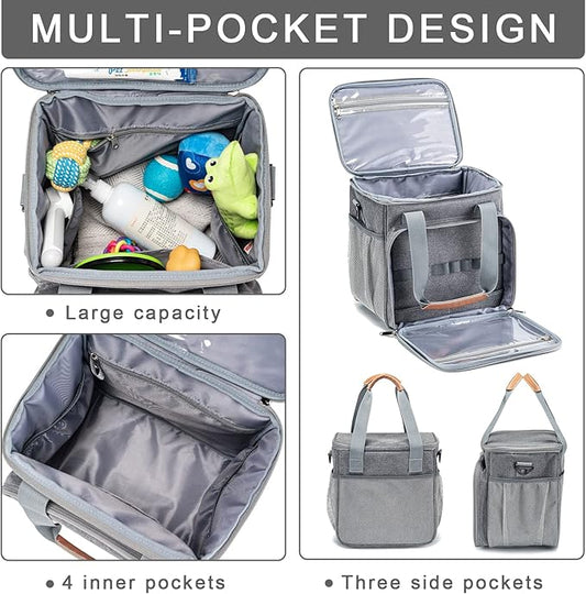 Pet Grooming Bag, Dog Grooming Supplies Organizer Tote Bag, Perfect for Pet Grooming Tool Kit Accessories-Grey
