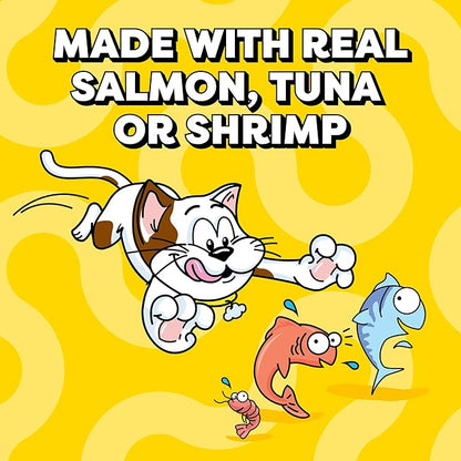 Temptations Creamy Puree Squeezable Lickable Cat Treats, Wet Cat Treats with Tuna, Salmon, and Seafood Medley Variety Pack, 0.42 oz. Tubes, 48 Count