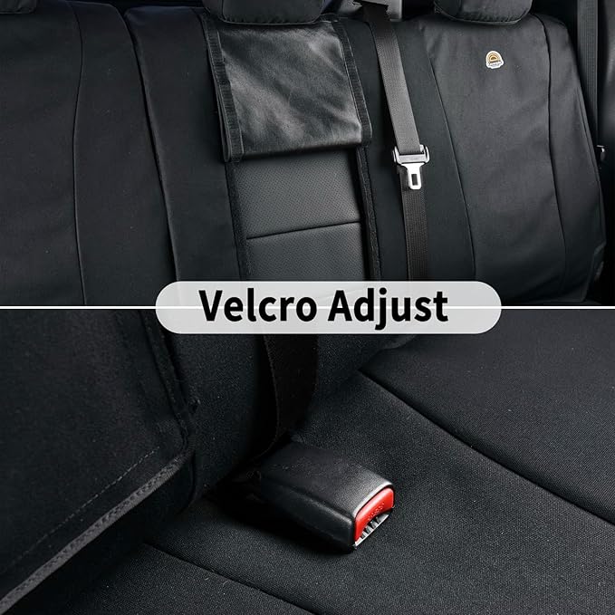 Coverado Rear Car Seat Covers, Waterproof Canvas Seat Protector for Car Seat Cushions for Kids & Dogs, Seat Covers Compatible with 2015-2026 Ford F150 & 2017-2026 Ford F250 F350 F450(Black, 2PCS)