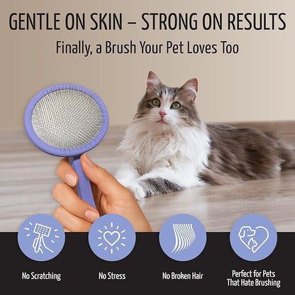 Tauro Pro Line Slicker Brush for Dogs & Cats, Deshedding, Dematting & Detangling Grooming Tool for Medium to Long Coats, Ideal for Cocker Spaniels, Round Flexible Cushion, Purple, Medium Size (M)