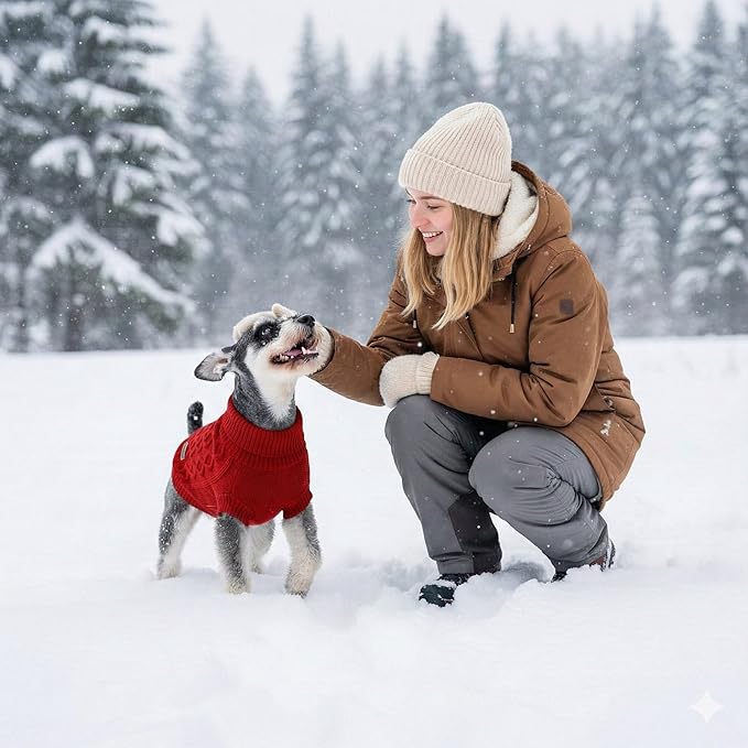 Small Medium Dog Sweater, Soft Breathable Knit Pet Clothes for Spring Transition, Lightweight Red Puppy Outfit for Pomeranian, Yorkie, Pug (Red, L)