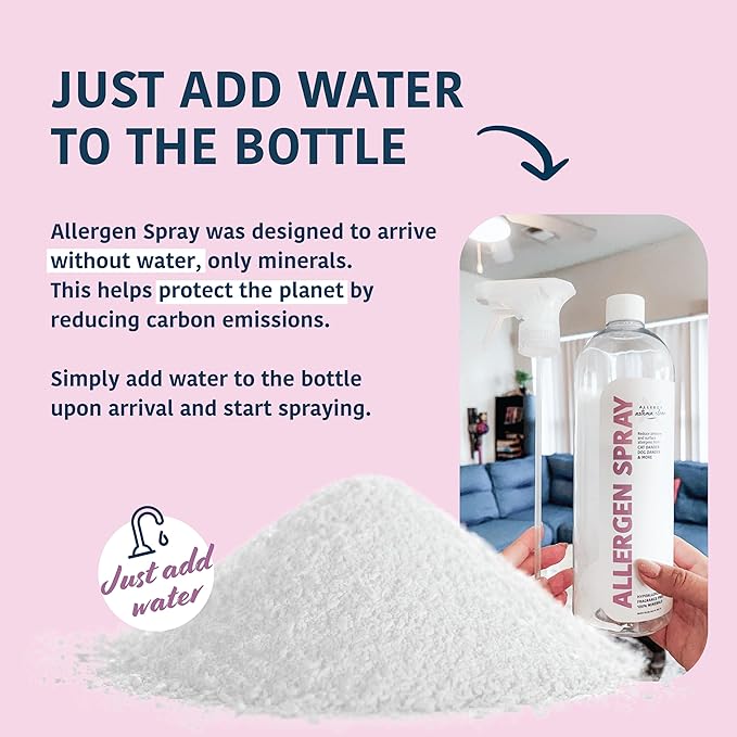 Allergy Asthma Clean Allergen Spray, Pets, Dust Allergies & More, Air & Surface, Just Add Water, Bottle, Over 33oz