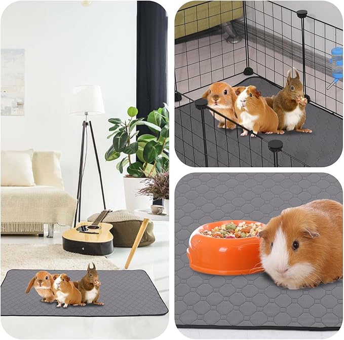 Guinea Pig Cage Liners, 36''X36'' Washable Guinea Pig Pee Pads, Non Slip Reusable Super Absorbent Guinea Pig Training Mat Bedding Fleece for Small Animals Hamster Rabbit Chinchilla Rat, 2Pack