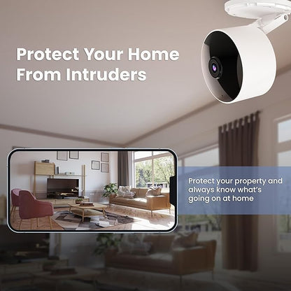 Feit Electric Indoor Security Camera with Motion Detection, 30ft. Night Vision, 360° Adjustable Head, 2.4GHz WiFi, 2-Way Audio, 1080p HD, Works with Alexa & Google Asst, Plug-in, White - CAM1/WIFI