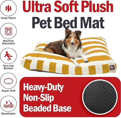 Majestic Pet Rectangle Large Dog Bed Washable – Non Slip Comfy Pet Bed – Dog Crate Bed with Removable Washable Cover – Dog Kennel Bed for Sleeping - Dog Bed Large Breed 44x36x5 Inch – Yellow