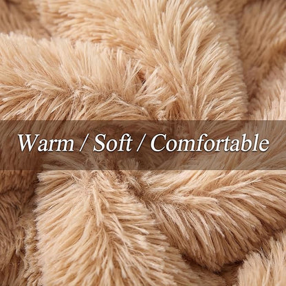 Extra Small Dog Bed 19 Inch,Calming Donut Puppy Bed,Ultra Soft Faux Fur Round Dog Bed for Chihuahua Yorkie Maltese Pomeranian,Light Brown