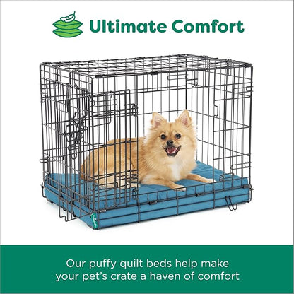 Furhaven Orthopedic Dog Bed – Puffy Quilted Foam Mattress with Removable Washable Cover, Soft & Supportive for Kennels & Crates - Medium, Lagoon