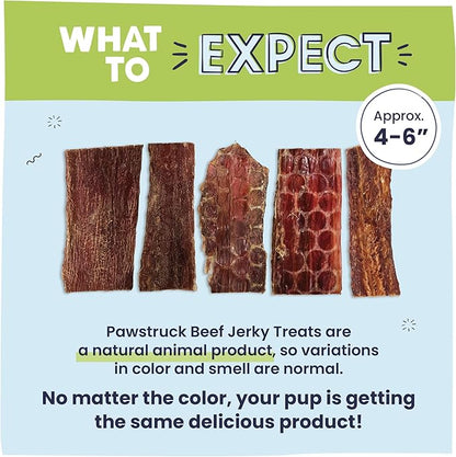 Pawstruck Premium Beef Jerky Dog Treat Chews, Medium 4"-6" Strips – Supports Hip & Joint Health, Rich in Glucosamine & Chondroitin, No Added Preservatives – 25 Count