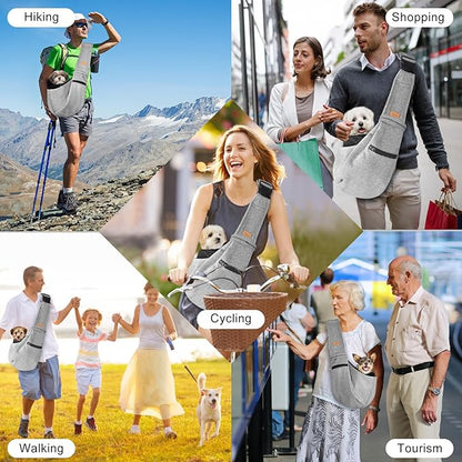 CUBY Dog and Cat Sling Carrier - Small Dog Carrier Sling with Adjust Strap & Zip Pocket, Hands Free Soft Dog Slings for Small Dogs Cats Puppy Pets Outdoor Travel Safety Purse Bag
