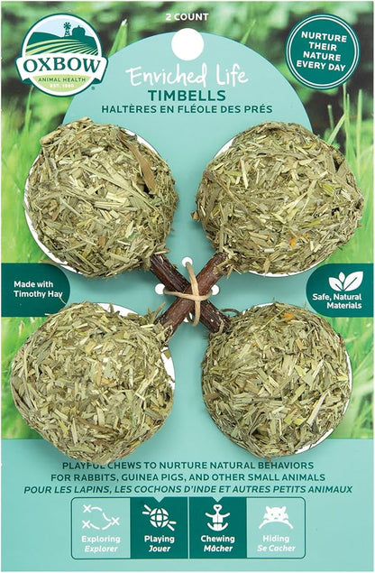Oxbow Enriched Life Timbells, Rabbit Toys, Guinea Pig Toys, Enrichment for Bunny, Guinea Pig, Hamster, Rabbit, Chinchilla, Timothy Hay, Chinchilla Cage Accessories, Small Pet Accessories for Cage
