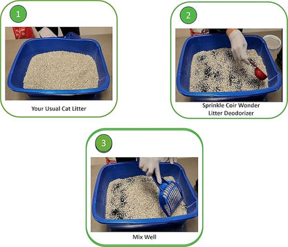 Coir Wonder Cat Litter Deodorizer – 2.2 Lb Activated Charcoal Carbon – Odor Eliminator for Litter Box, Chicken Coop, Small Animal Enclosures – Extends Litter Life – Natural Pet Odor Control Granules